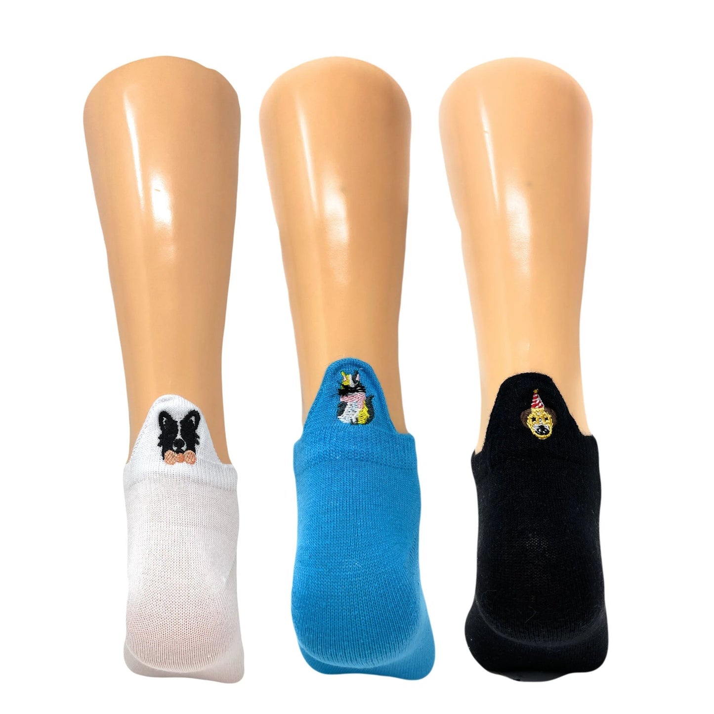Women’s Dog Embroidered Ankle Socks – 3 Pairs, Low Cut, Soft & Comfortable – Size 5-7 by AWS/American Made
