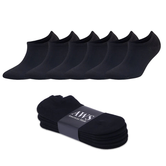 6 Pairs Men's Bamboo No Show Sneaker Socks Ultra Soft Moisture-Wicking Size 8-11.5 by AWS/American Made