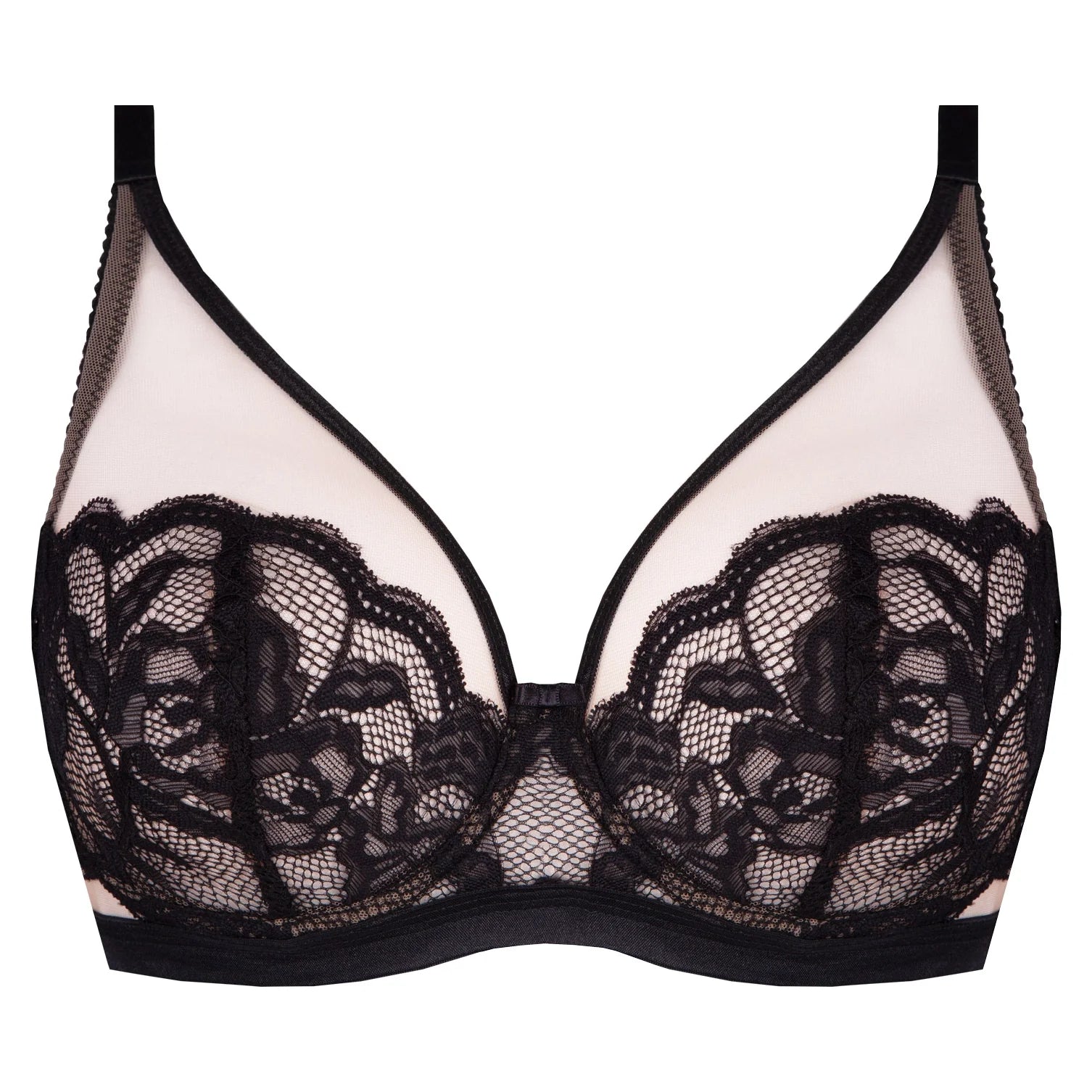 Sheer Mesh Lace Plunge Bra Carmella-1
