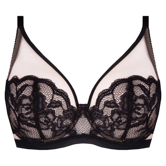 Sheer Mesh Lace Plunge Bra Carmella by Unikat Lingerie