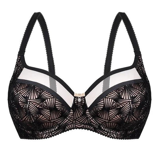 Semi-Sheer Soft Velvet Full Figure Underwire Bra Zoe by Unikat Lingerie