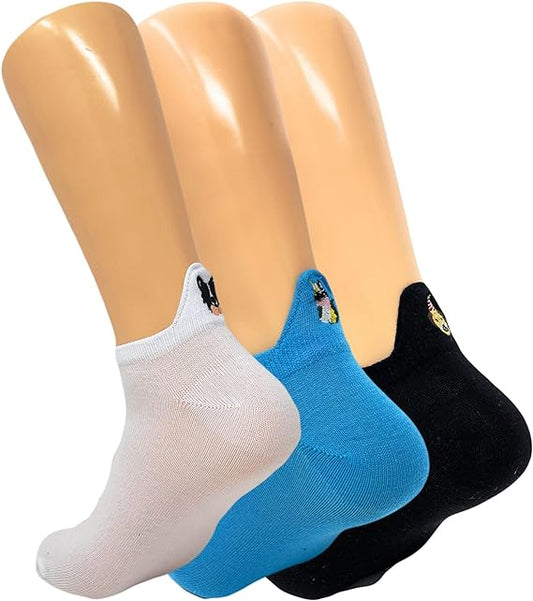 Women’s Dog Embroidered Ankle Socks – 3 Pairs, Low Cut, Soft & Comfortable – Size 5-7-1