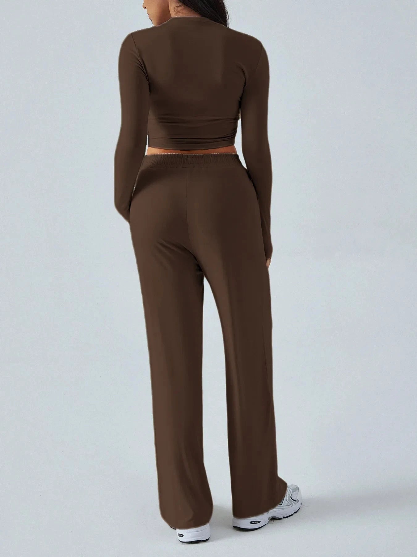 Round Neck Long Sleeve Top and Pants Set by Trendsi