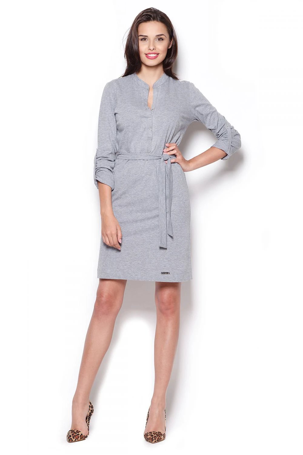 Figl Women's Daydress Model 44468 - Sporty Elegant Cotton Blend Dress With Snap Fasteners And Adjustable Waist by Figl