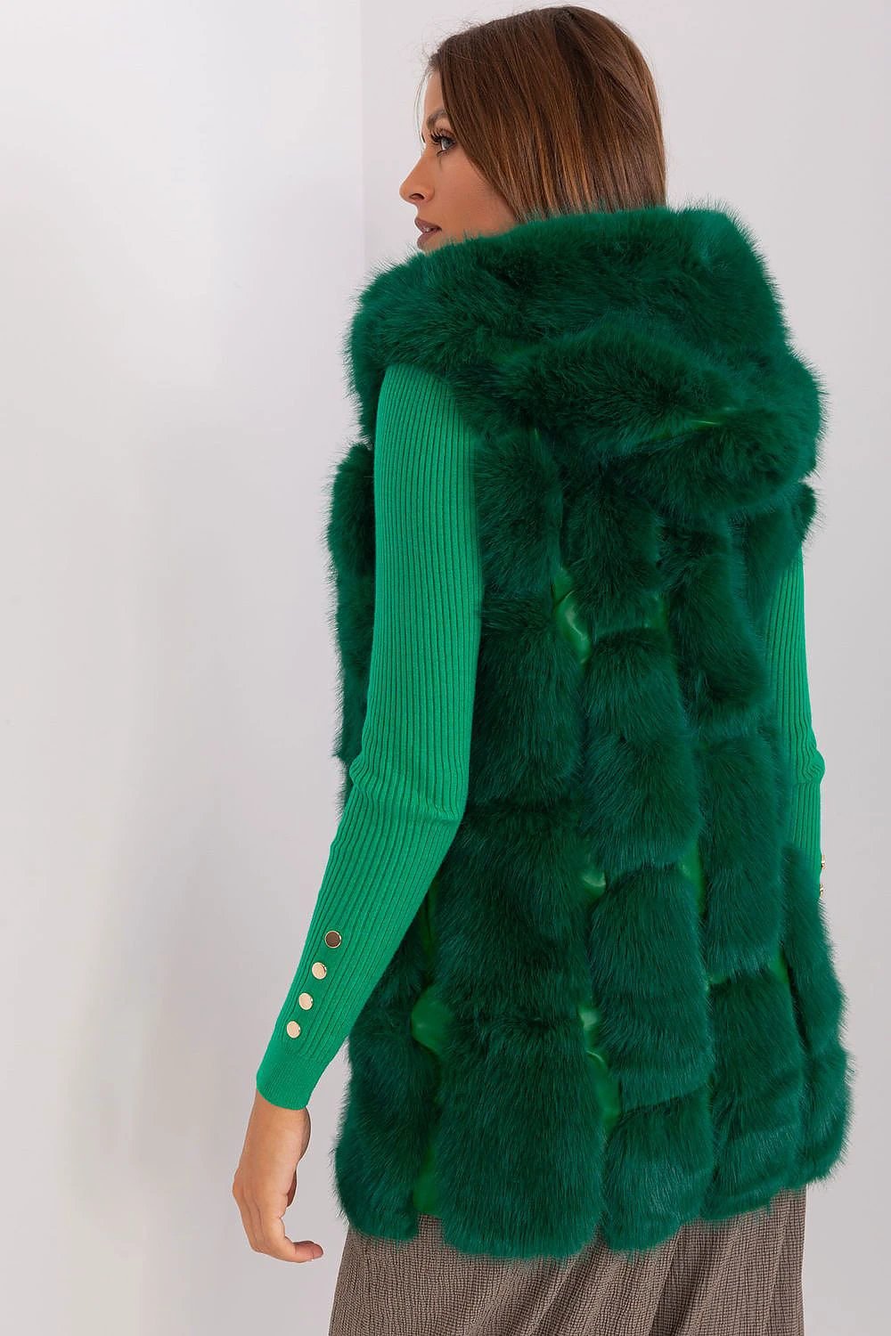 Gilet AT Fur Vest With Pockets For Warm Elegant Wear by AT