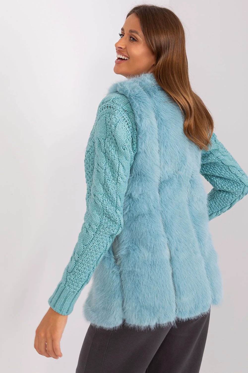 Gilet At Fur Vest With Pockets Soft Polyester Everyday Wear by AT