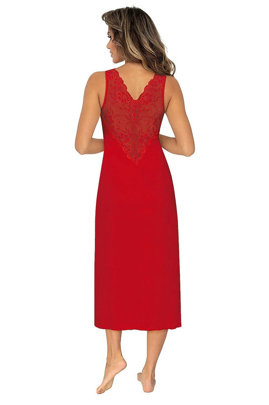 Donna Women's Nightshirt - Soft Flowing Viscose with Bardot Style, Expressive Lace and Embroidered Flowers by Donna