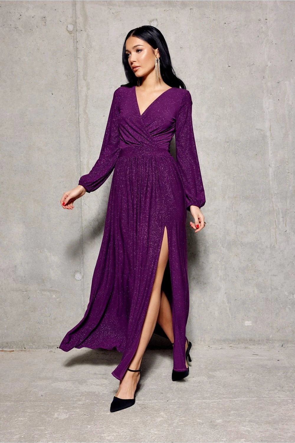 Roco Fashion Violet Long Evening Dress - Flattering Fit And Slimming Silhouette For All Sizes by Roco Fashion