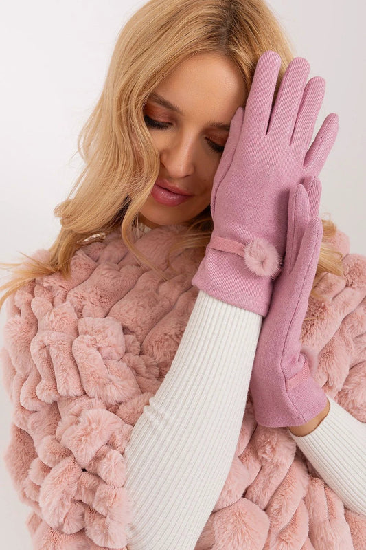 Elegant Knitted Gloves For Women With Pompoms Touchscreen by AT