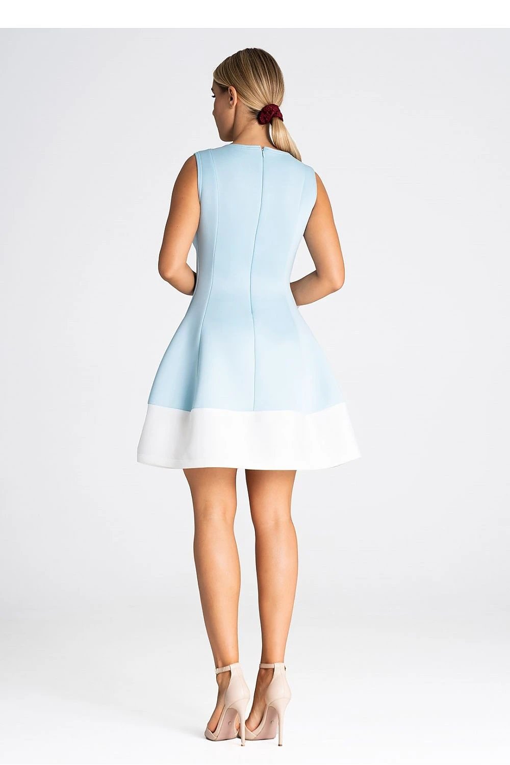 Figl Cocktail Dress - Elegant Flared Bottom with Pleated White Skirt and Flattering Silhouette Design by Figl