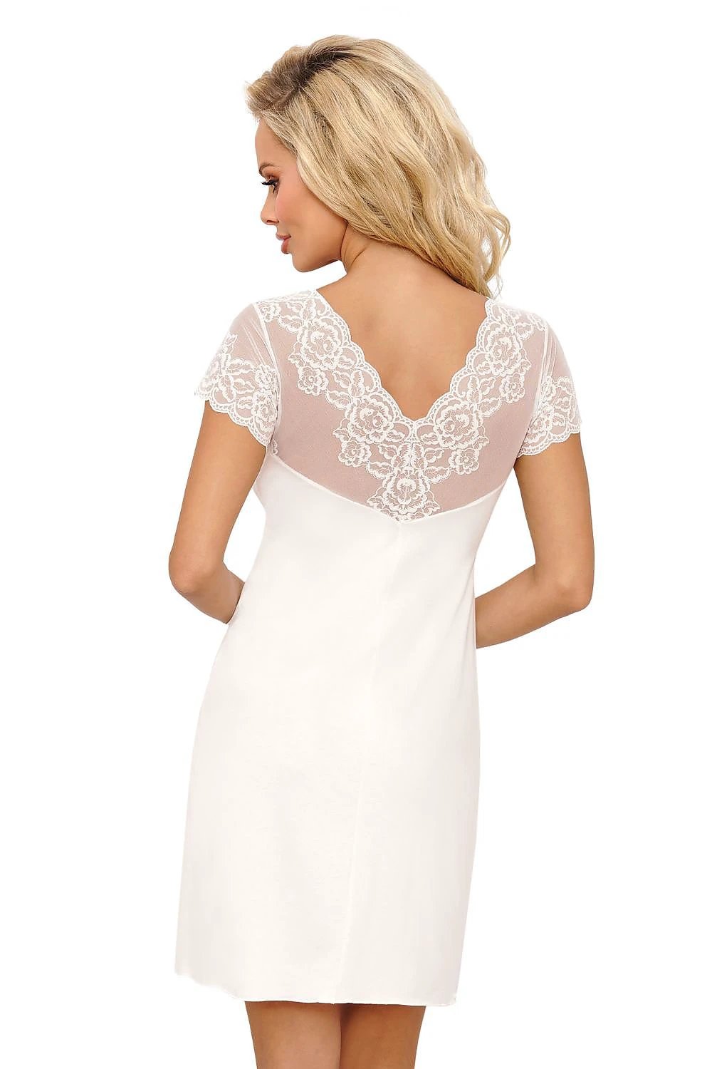 Donna Women's Black Lace Nightshirt with Zirconia Accents - Feel Elegant, Sensual and Feminine Design by Donna