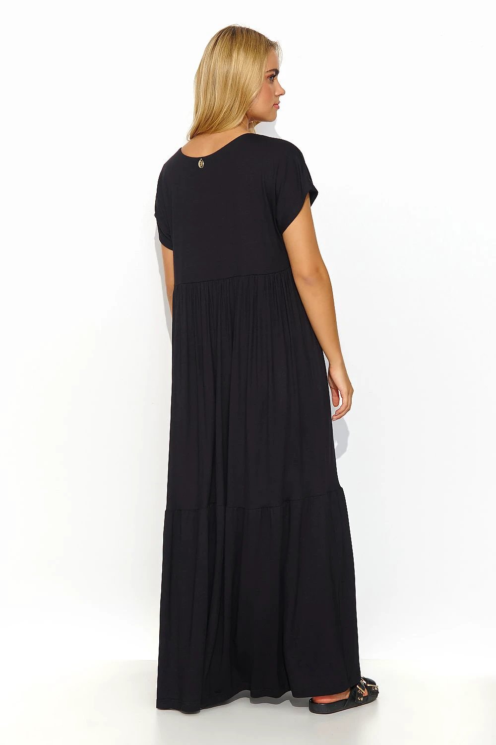 Makadamia Women's Daydress - Airy Viscose Maxi with Loose Cut, V-Neckline and Gold Accents by Makadamia