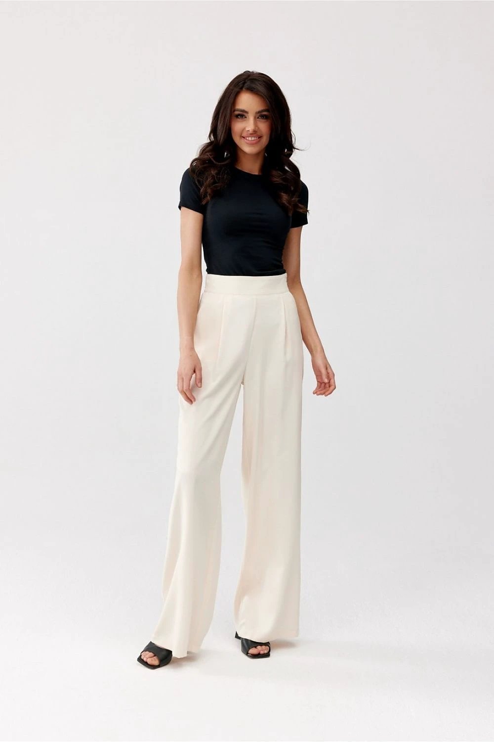 Roco Fashion Alaya Pants - High-Waist Wide-Leg Design for Comfort and Flattery in Beige by Roco Fashion