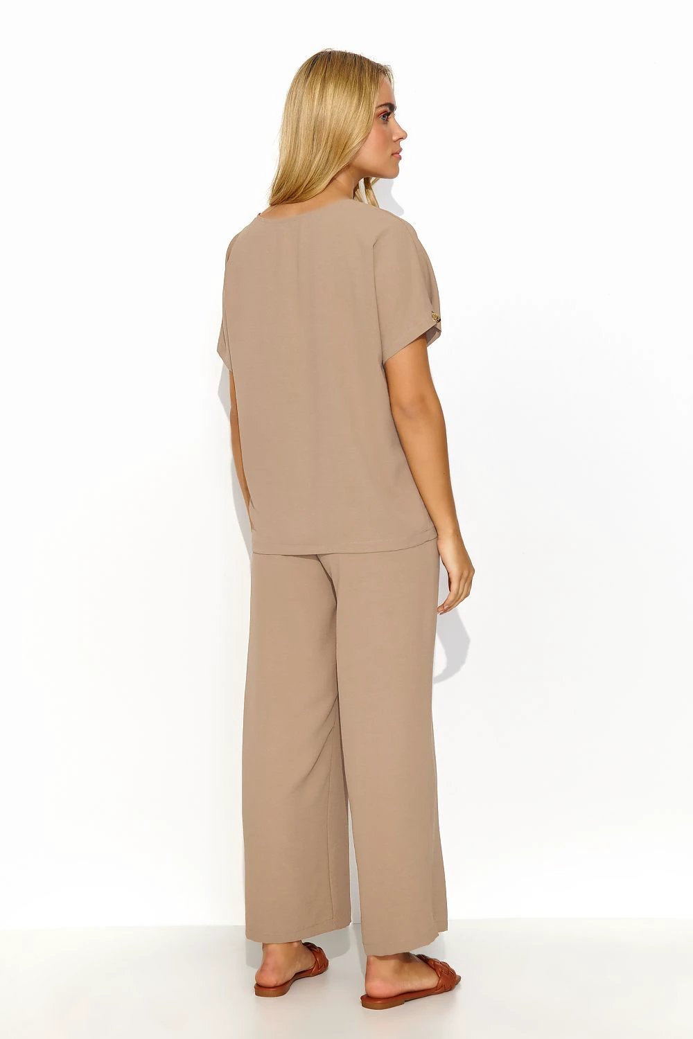 Makadamia Beige Women's Polyester Pants Set - Light Airy Comfort for Urban Elegance and Everyday Style by Makadamia