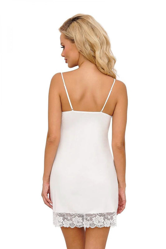 Denis Nightshirt Donna - Elegant Lace-Trimmed Chemise with Adjustable Straps and Deep Neckline by Donna