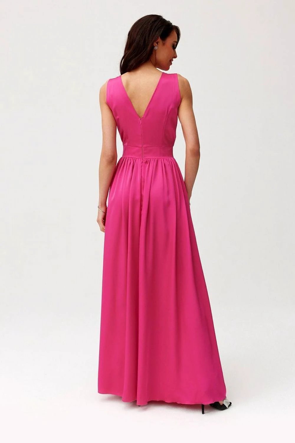 Roco Fashion Pink Cocktail Dress - Flattering Maxi Design with Back Cutout and Leg Slit by Roco Fashion