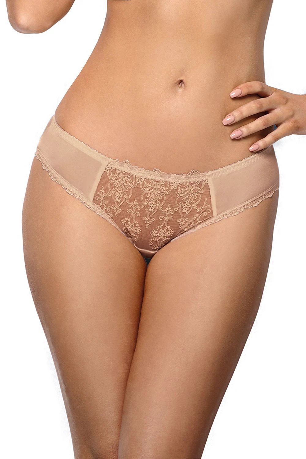 Vena Women's Panties - Elegant Full Cut Design with Embroidery on Mesh and Smooth Knit Fabric by Vena