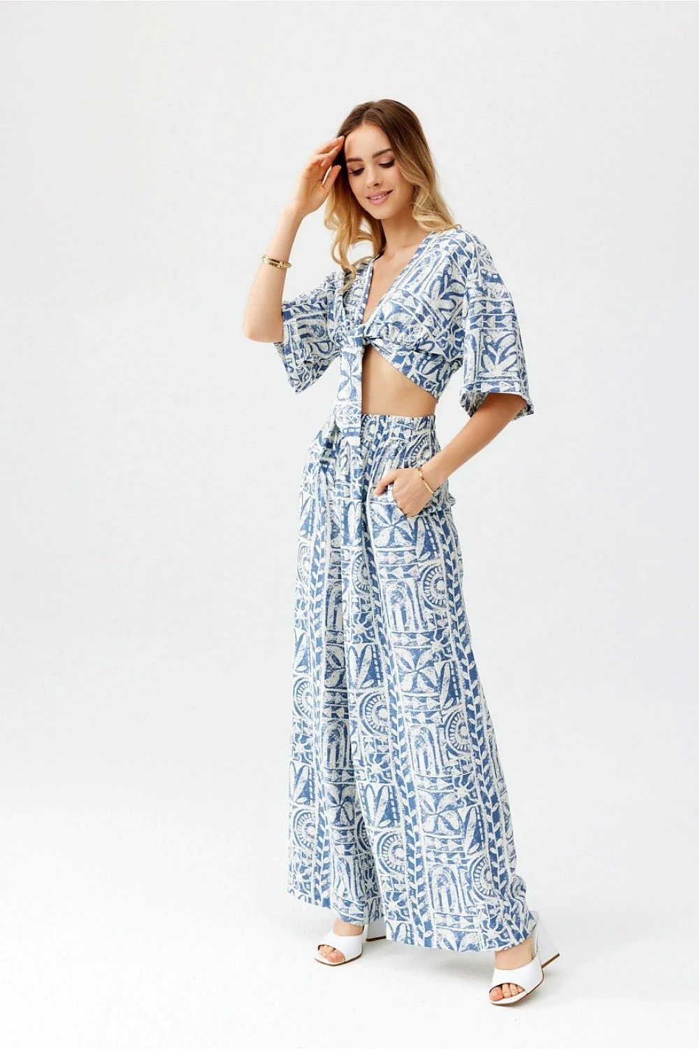 Roco Fashion Ester Pants - Breathable High-Waisted Women's Trousers in Blue for Comfort and Style by Roco Fashion