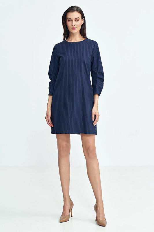 Nife Daydress - Comfortable Relaxed Fit A-Line Women's Dress with Tennis Stripes and Round Neckline by Nife