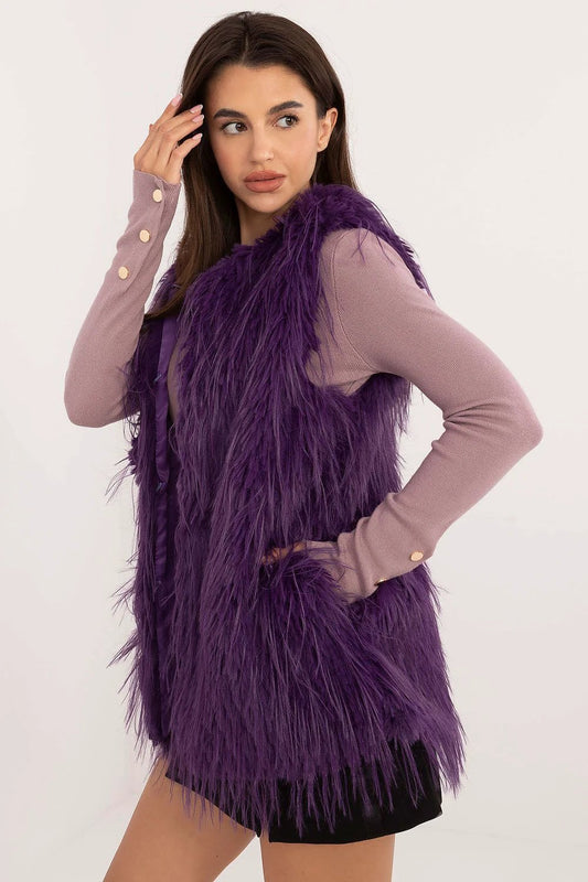 Gilet AT Casual Fur Vest Insulated Hook Closure Layering by AT