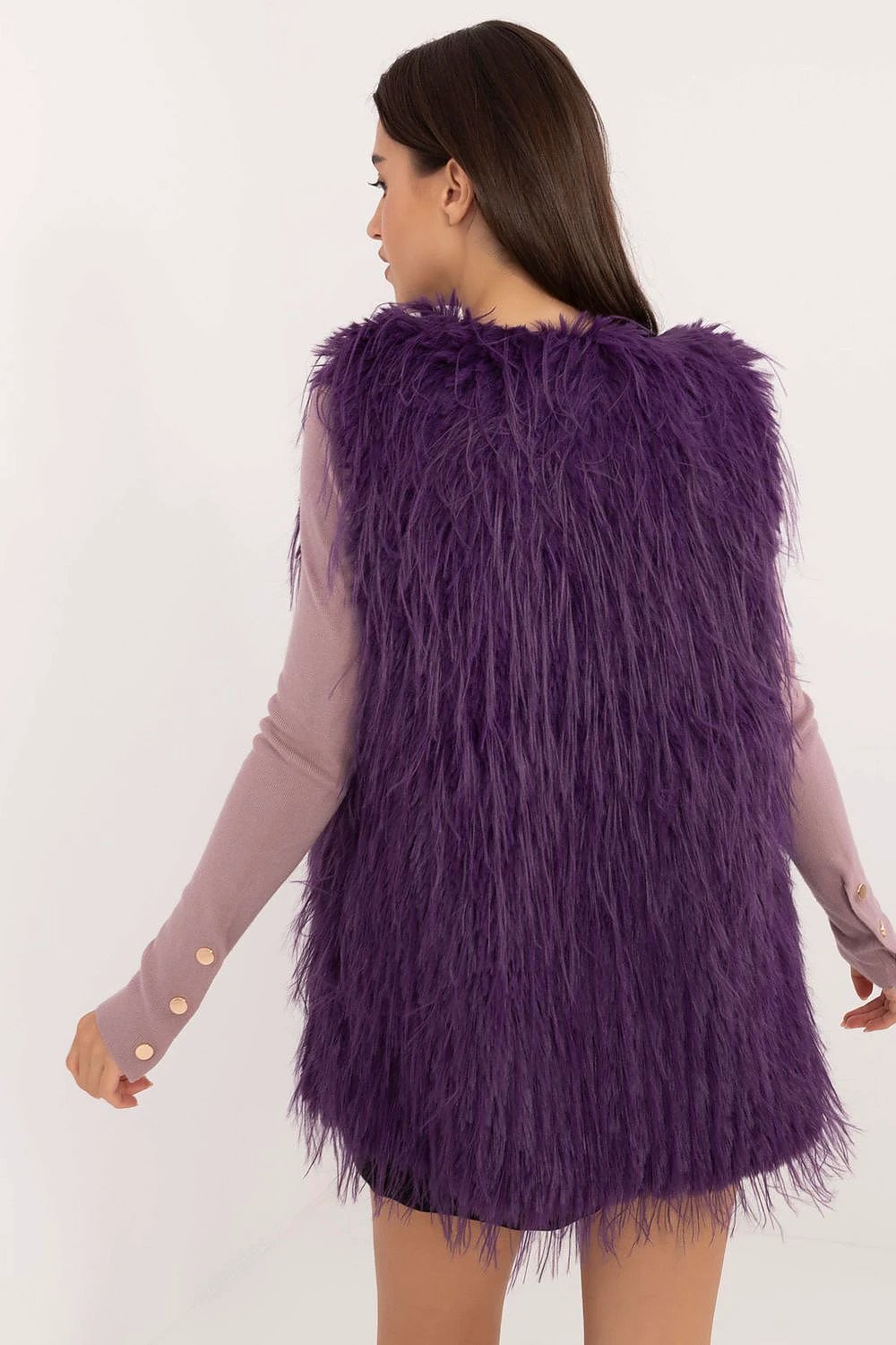 Gilet AT Casual Fur Vest Insulated Hook Closure Layering by AT