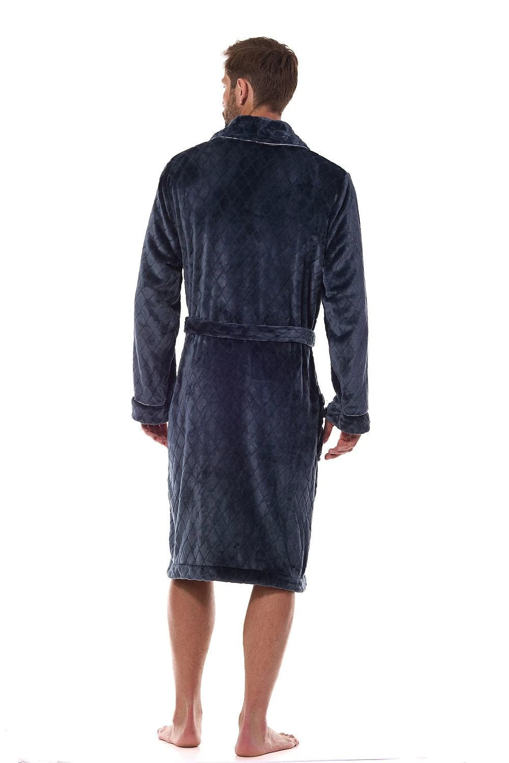 L&L Men's Bathrobe - Luxurious Knit Fabric with Quilted Texture and Elegant Embroidery for Comfort by L&L collection