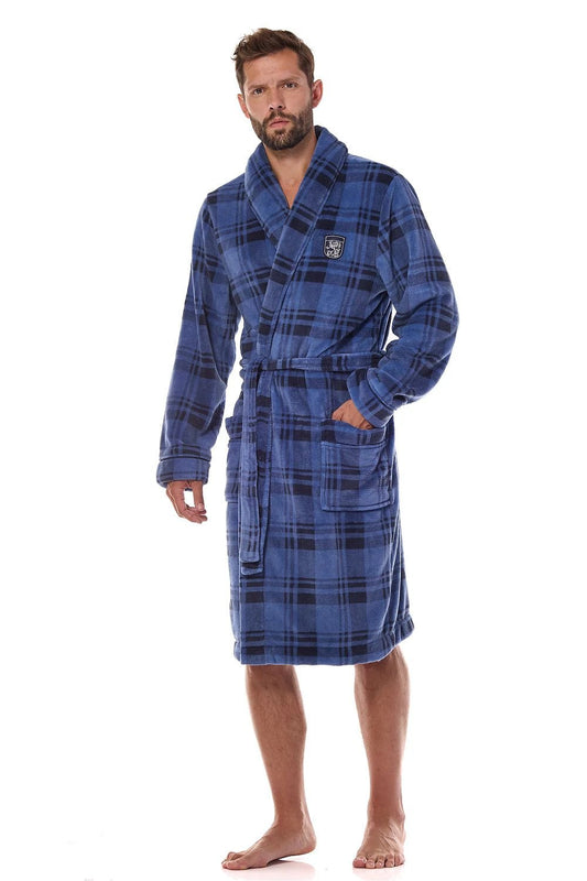 L&L Soft Printed Men's Bathrobe - Luxurious Comfort with Piping Trim and Embroidery by L&L collection