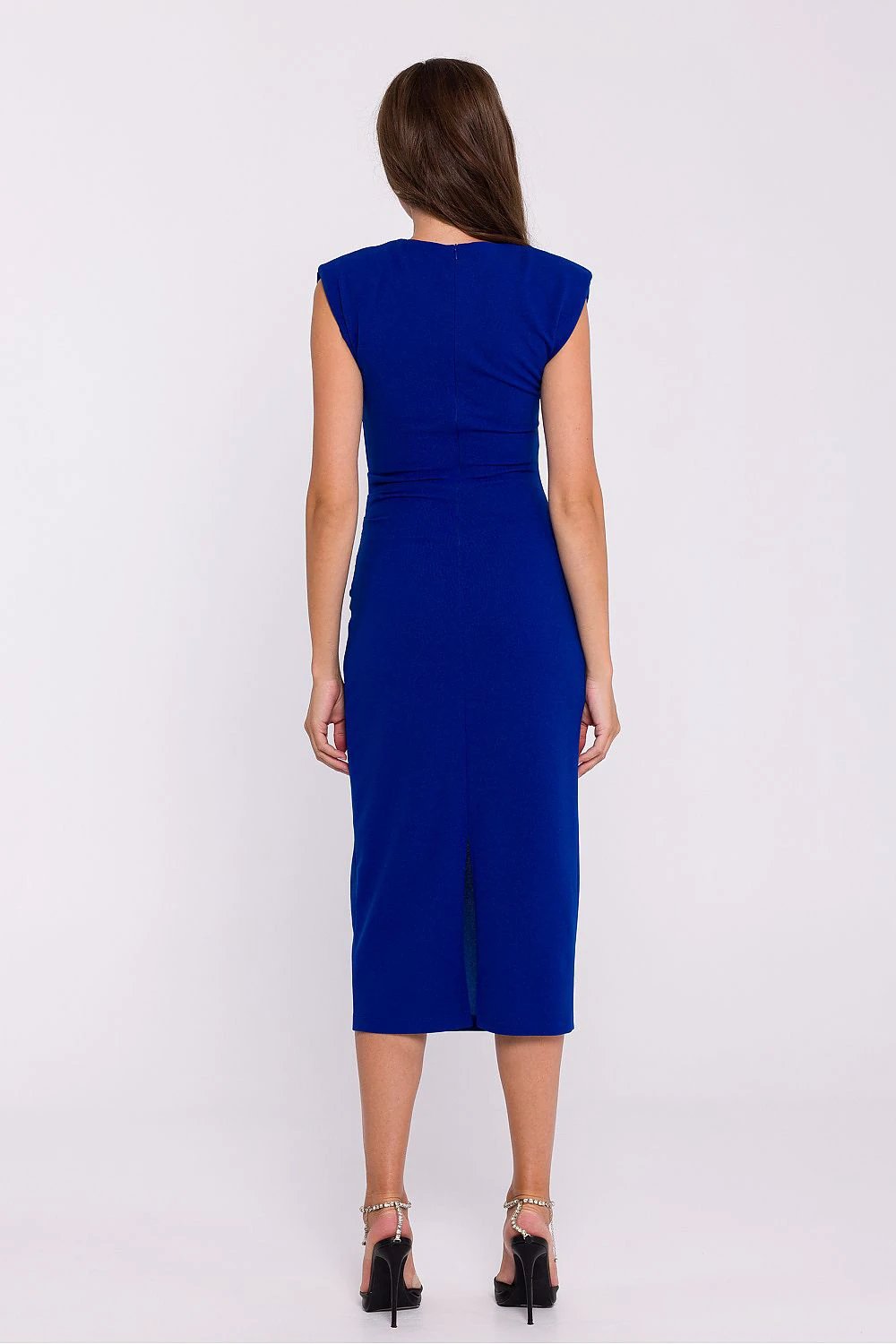 Daydress Stylove - Elegant Fitted Sleeveless Stretch Knit Midi Dress with Waist Pleats and Silhouette Accentuation by Stylove