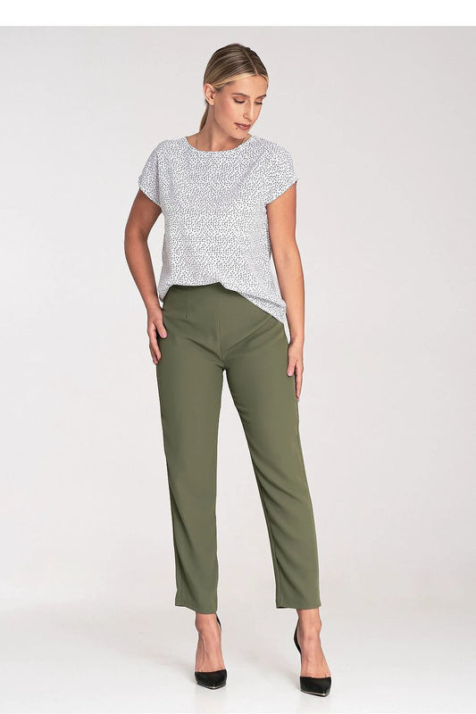 Figl Blouse - Simple Cut Short Sleeve Design with Round Neckline and Stretch Fabric by Figl