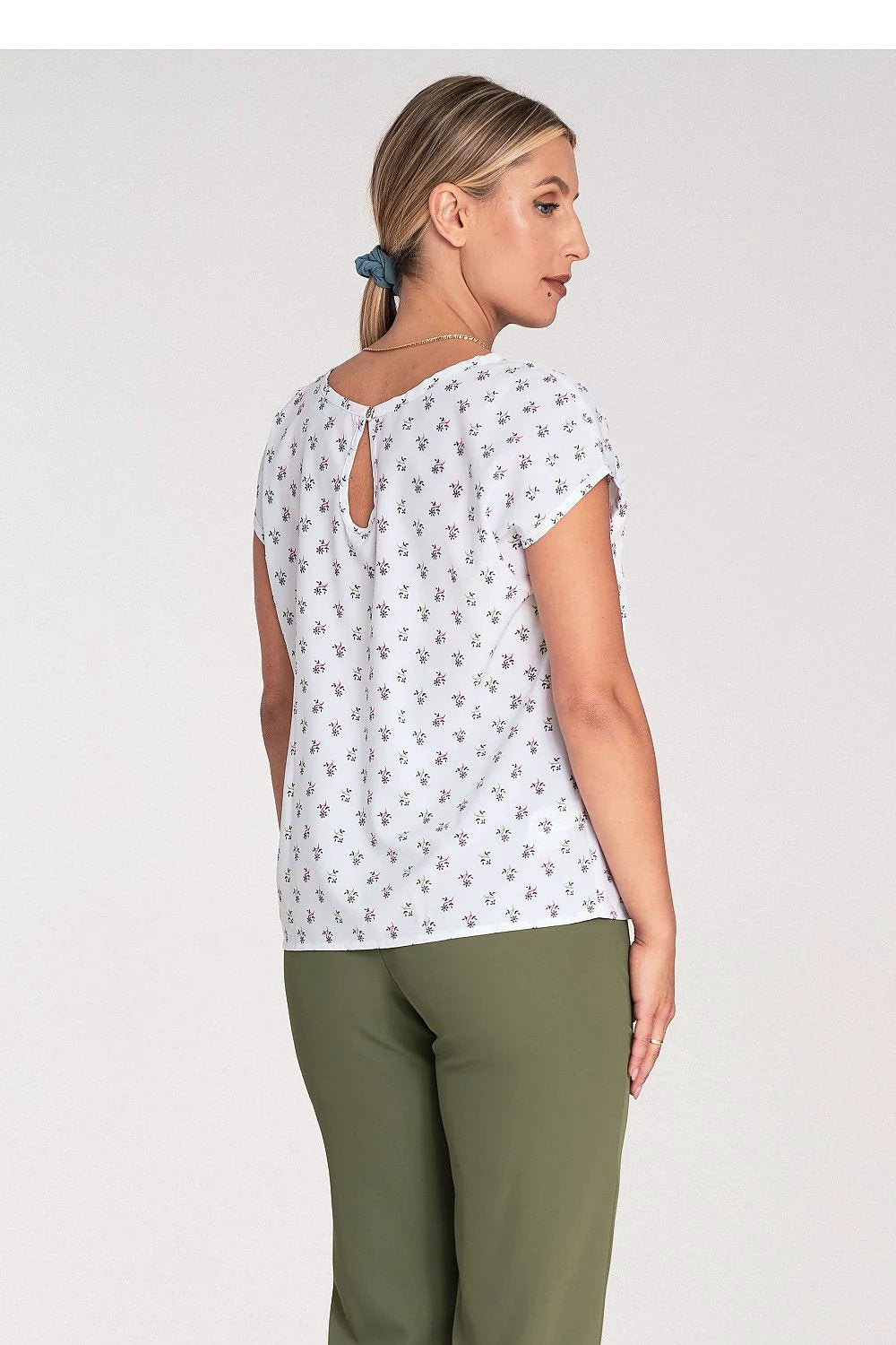 Figl Blouse - Simple Cut Short Sleeve Design with Round Neckline and Stretch Fabric by Figl
