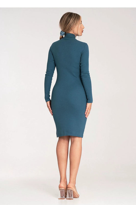 Figl Women's Daydress - Comfortable Fitted Cotton Dress with Stand-Up Collar and Long Sleeves for Everyday Wear by Figl