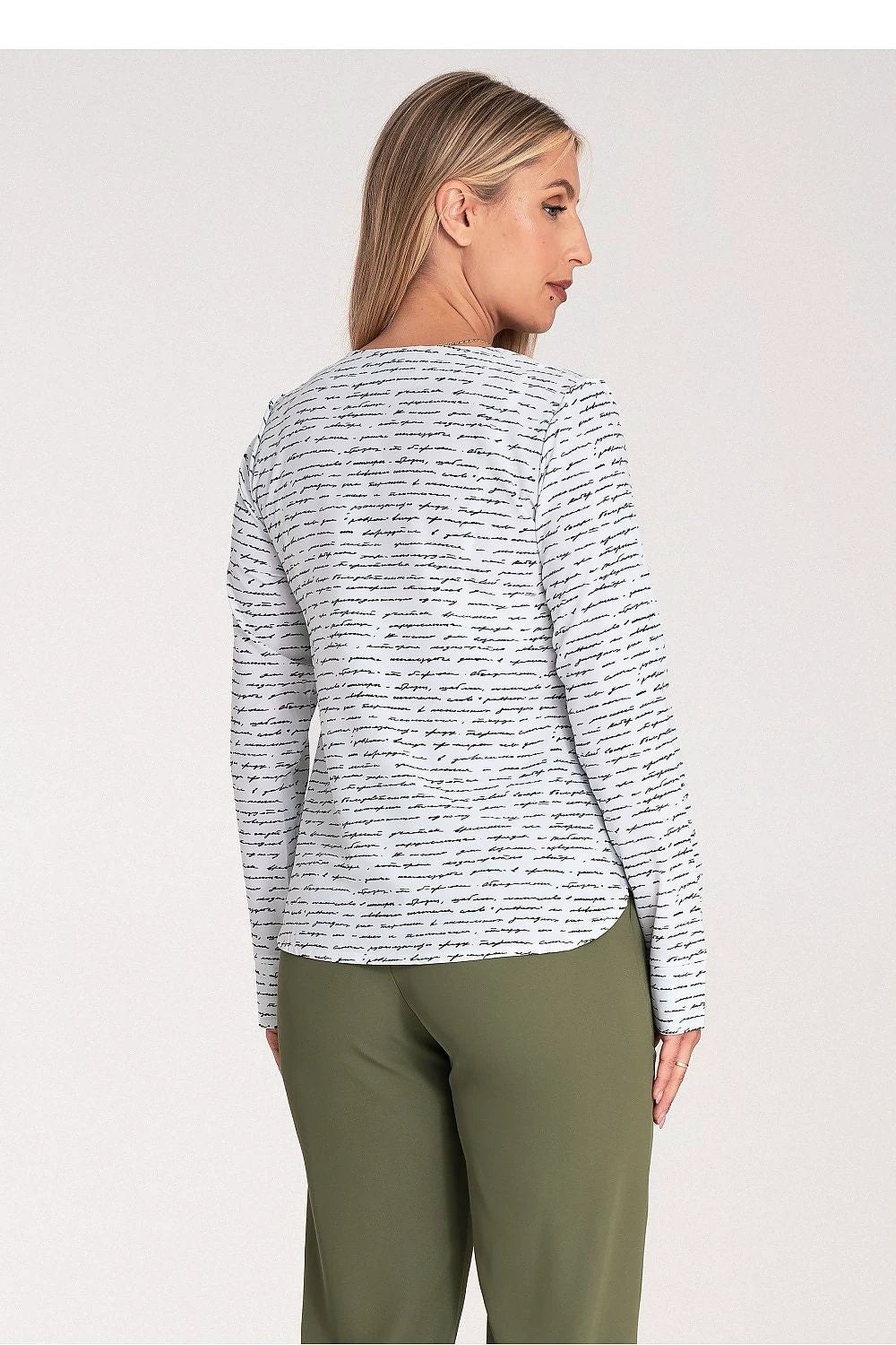 Figl Long Sleeve Fitted Shirt - Heart Neckline with Press Stud Fastening for Comfort and Stretch Fit by Figl