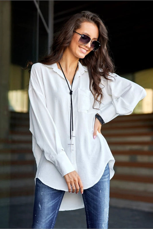 Roco Fashion Asymmetrical Oversize Long Sleeve Shirt - Comfort And Elegance For Women by Roco Fashion