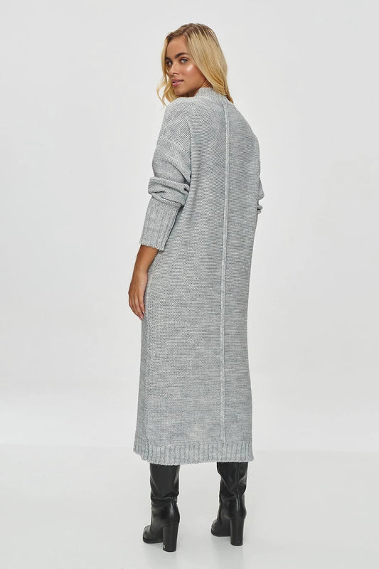 Makadamia Women's Beige Daydress - Warm Long Knit Sweater with Crew Neck for Versatile Winter Style by Makadamia