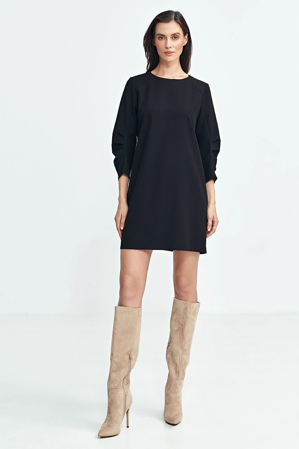 Nife Daydress - Comfortable Relaxed Fit A-Line Women's Dress with Tennis Stripes and Round Neckline by Nife