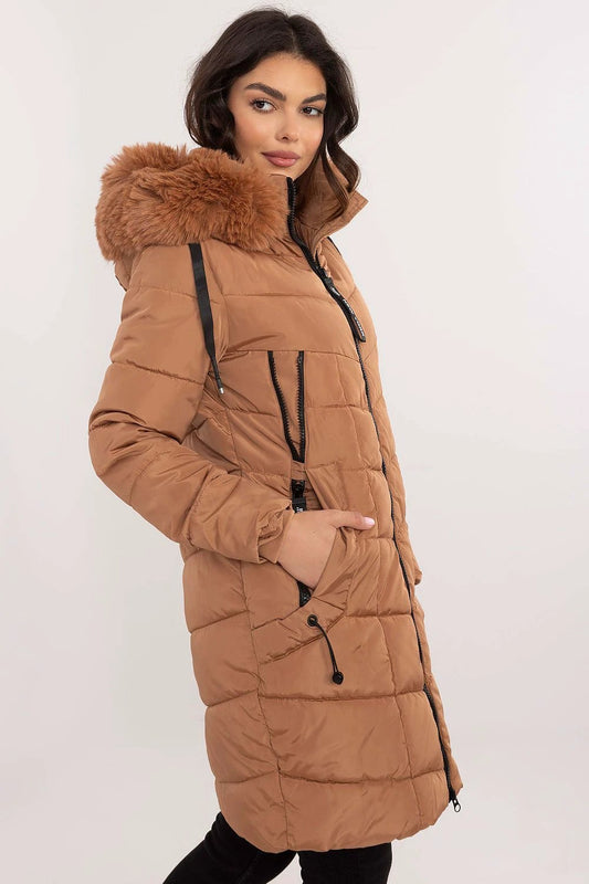 Jacket Factory Warm Polyester Winter Jacket - Insulated with Synthetic Down and Detachable Fur for Comfort and Style by Factory Price