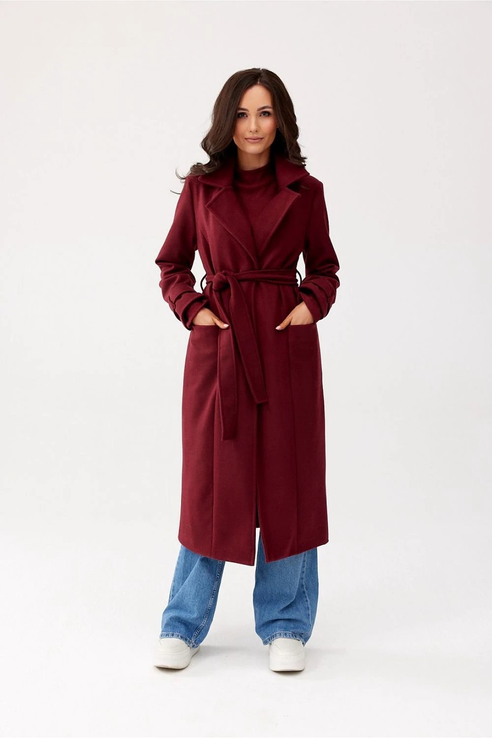 Roco Fashion Women's Red Waist-Tied Coat - Flattering Design for Everyday and Special Occasions by Roco Fashion