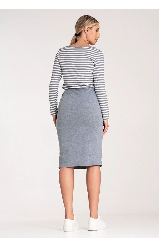 Figl Daydress - Striped Long Sleeve 92% Cotton and 8% Spandex Women's Comfort Dress by Figl