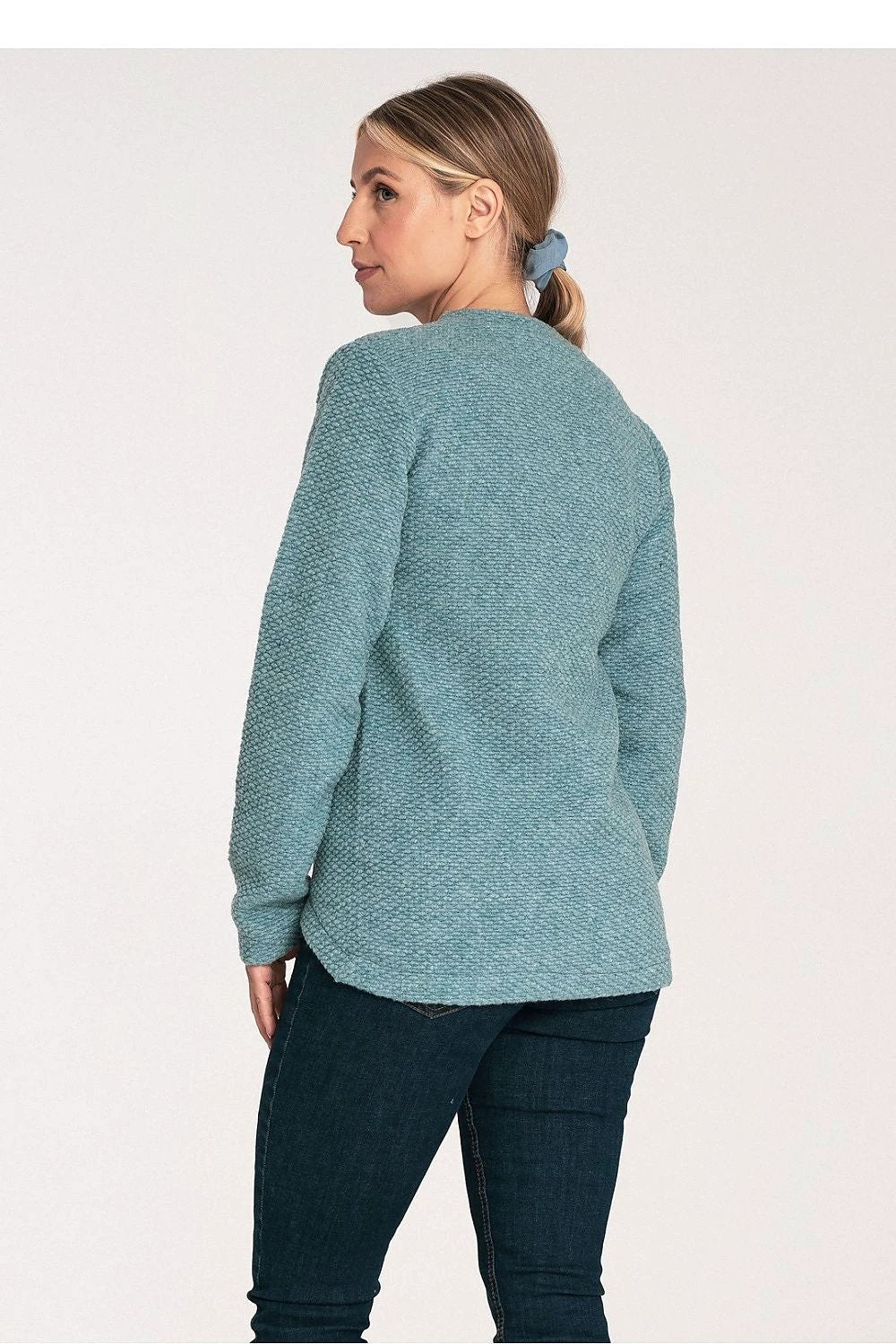 Jumper Figl Asymmetrical Hem Sweater - Long Sleeve Round Neck Women's Acrylic Wool Blend Top by Figl