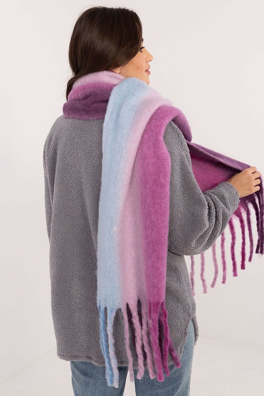 Colorful Polyester Shawl With Tassels 194cm Lightweight by AT