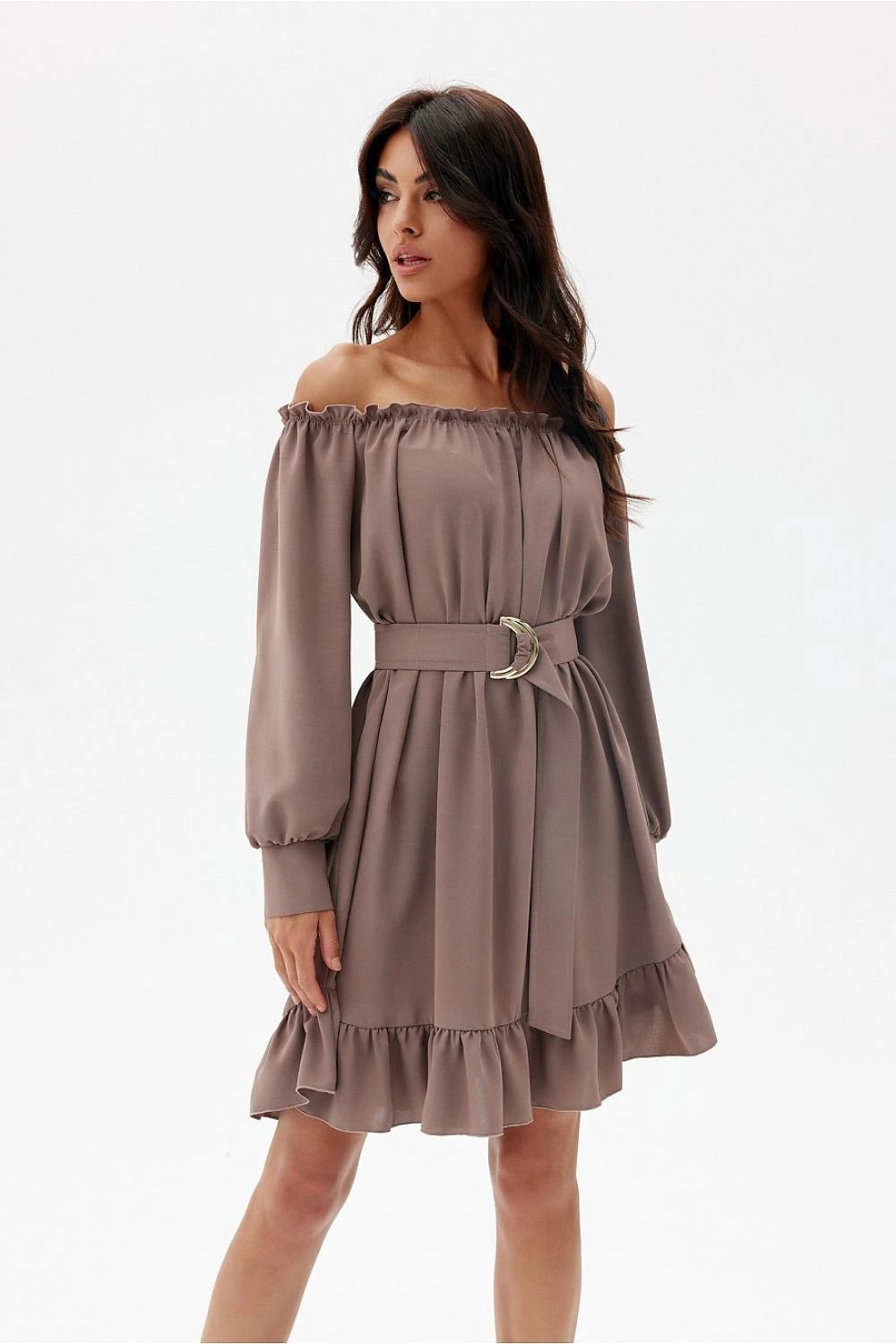 Roco Fashion Women's Beige Daydress - Elegant Airy Trapeze Cut with Adjustable Waist by Roco Fashion