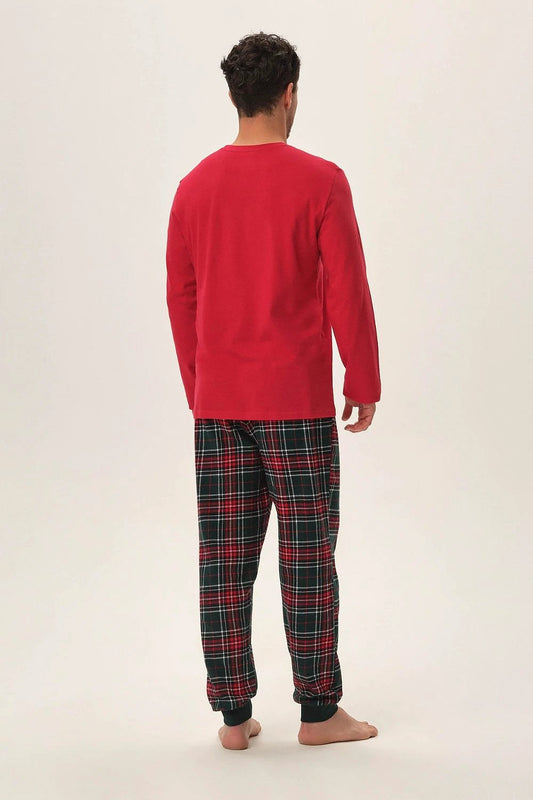 Honest Men's Red Plaid Two-Piece Pajamas - Soft Cotton Comfort for Holiday Evenings by Henderson
