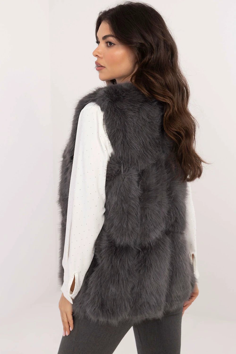 Gilet AT Faux Fur Vest With Pockets Polyester All Season by AT