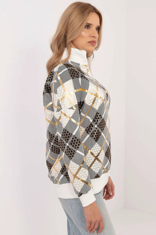 Sweatshirt Factory Women's Casual Check Pattern Sweatshirt - Soft Cotton and Elastane for Comfortable Wear by Factory Price