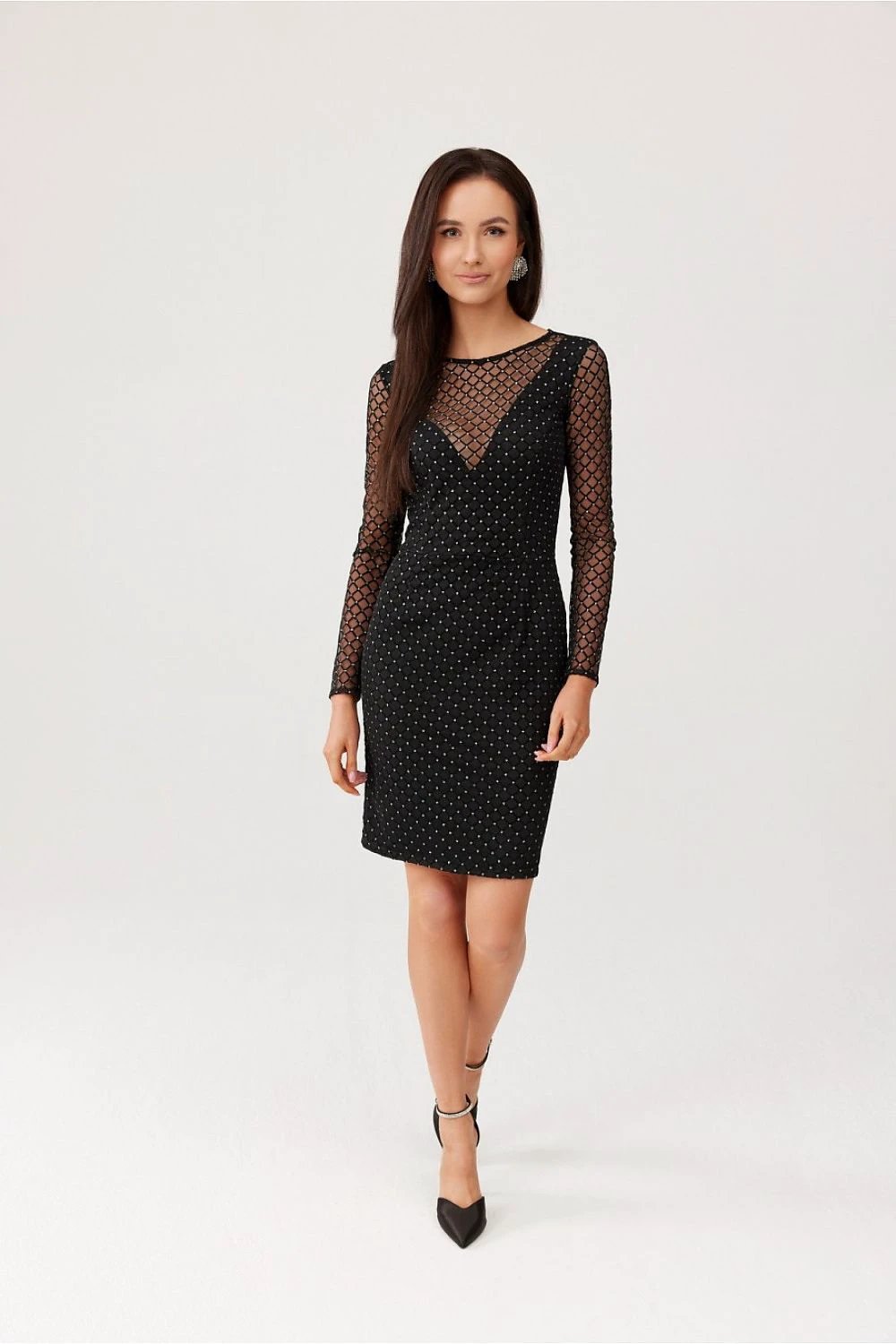 Roco Fashion Short Dress - Perfect Silhouette Fit with Checkered Pattern and Glittering Dots for Evening Wear by Roco Fashion