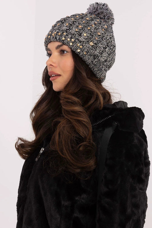Elegant Beanie Cap For Women With Zircon Shine And Warmth by AT