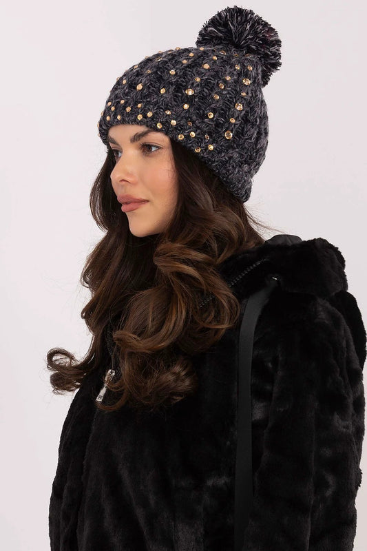 Chic Zircon Beanie For Women Warm Winter Cap Elegant Shine by AT