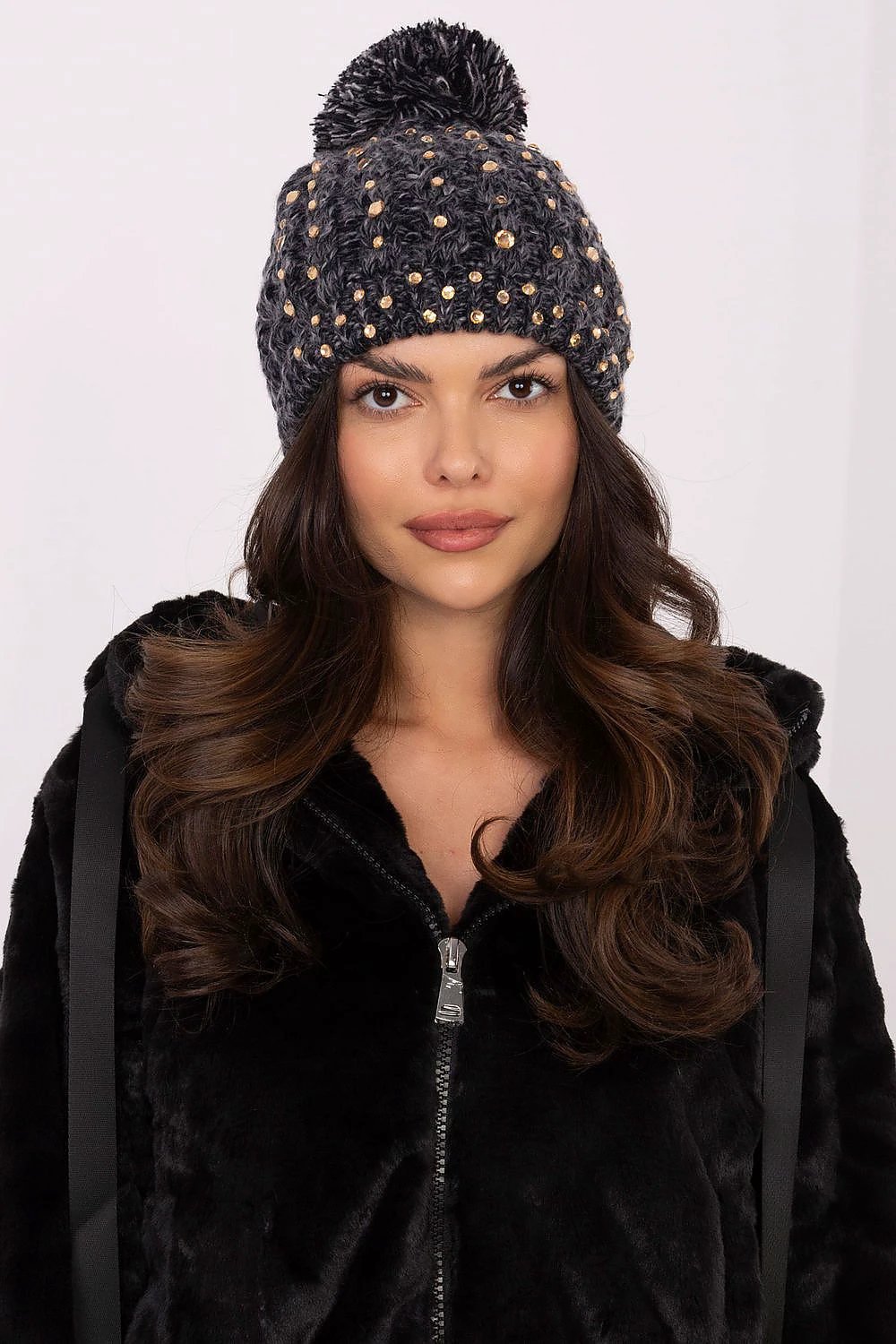 Chic Zircon Beanie For Women Warm Winter Cap Elegant Shine by AT