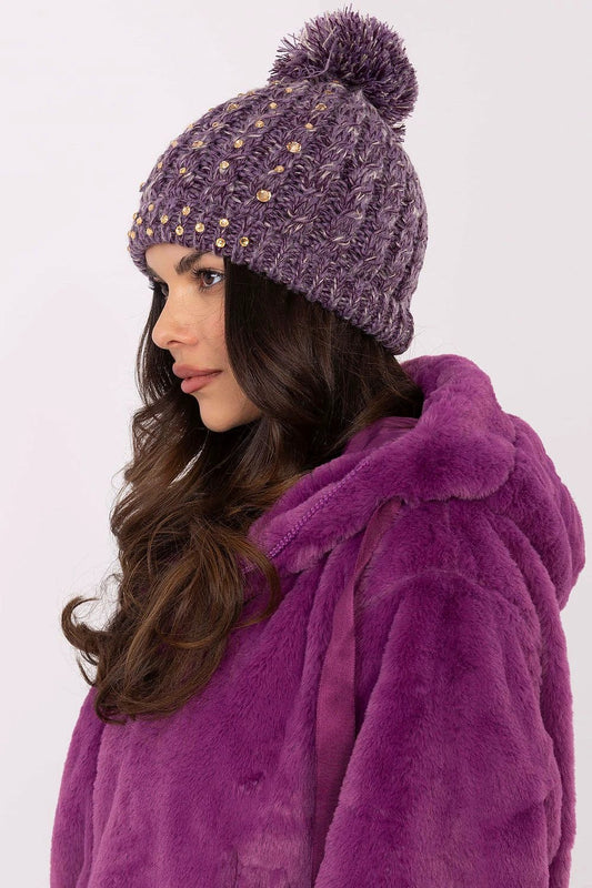 Elegant Zircon Beanie For Women Warm Winter Cap Shine by AT