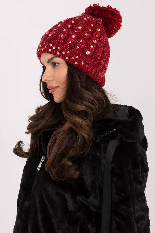 Warm Women Beanie With Zircon Embellishments Luxurious Shine by AT